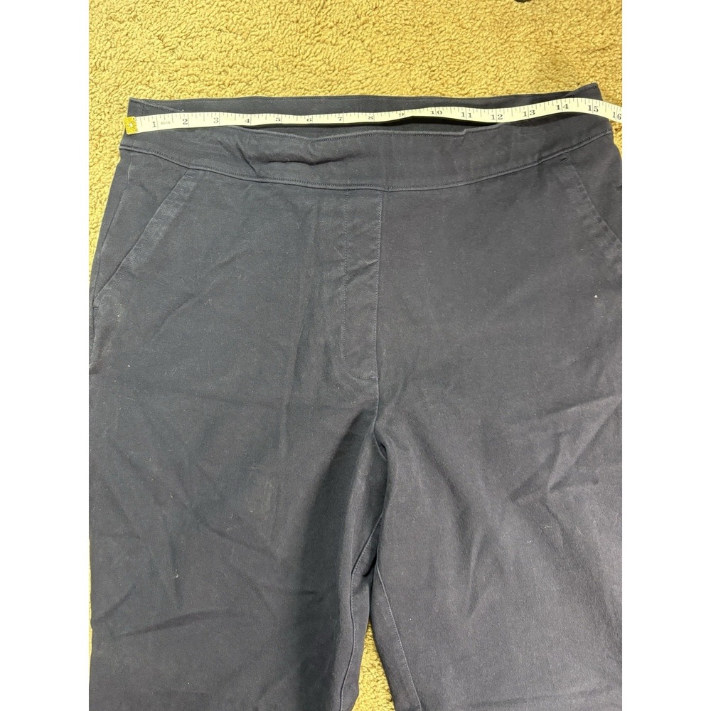 Spanx Polished Kick Flare Pants Women Large Navy Stretch Slash Pockets - Picture 7 of 10